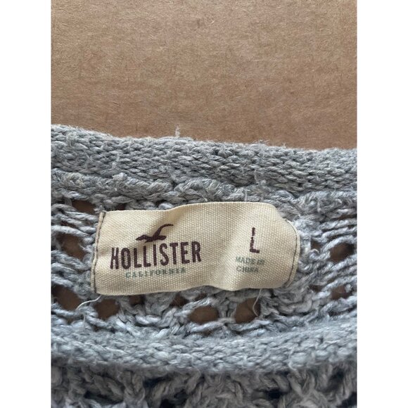 2000’s Hollister Crochet Sweater, Lightweight, Boho, Size Large, Gray, Y2K style - Picture 4 of 6